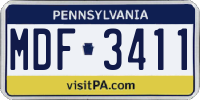 PA license plate MDF3411