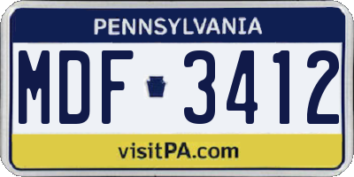 PA license plate MDF3412
