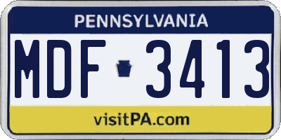PA license plate MDF3413