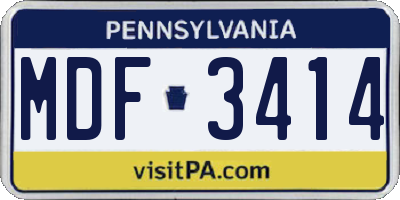 PA license plate MDF3414