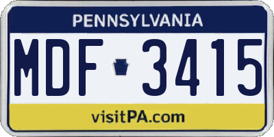 PA license plate MDF3415