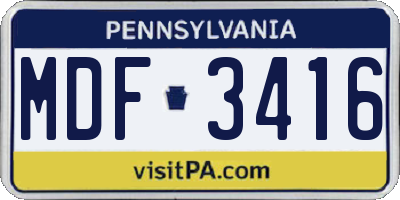 PA license plate MDF3416