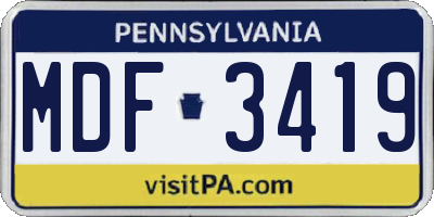 PA license plate MDF3419