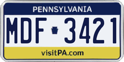 PA license plate MDF3421