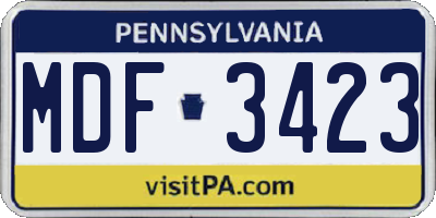 PA license plate MDF3423