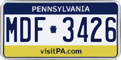 PA license plate MDF3426