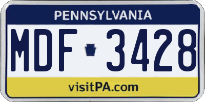 PA license plate MDF3428