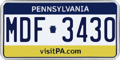 PA license plate MDF3430