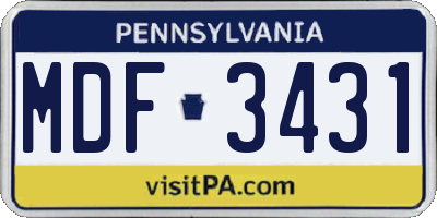 PA license plate MDF3431