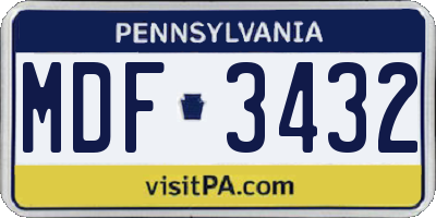 PA license plate MDF3432