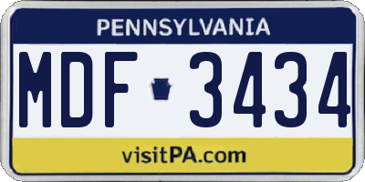 PA license plate MDF3434