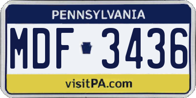 PA license plate MDF3436