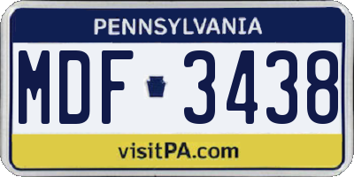PA license plate MDF3438