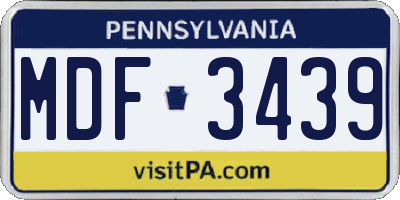 PA license plate MDF3439