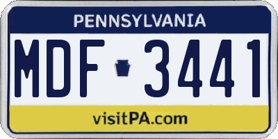 PA license plate MDF3441