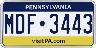 PA license plate MDF3443