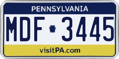 PA license plate MDF3445