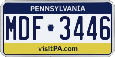 PA license plate MDF3446