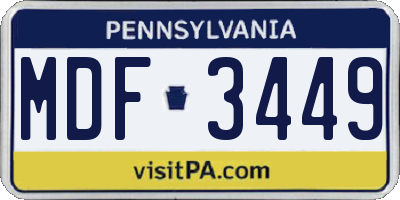 PA license plate MDF3449
