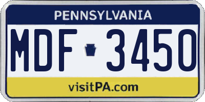 PA license plate MDF3450