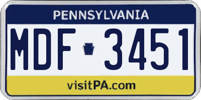 PA license plate MDF3451