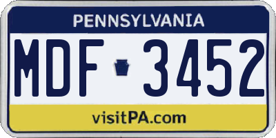 PA license plate MDF3452