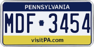 PA license plate MDF3454