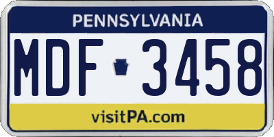 PA license plate MDF3458