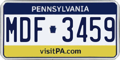 PA license plate MDF3459