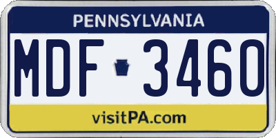 PA license plate MDF3460