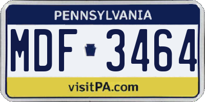 PA license plate MDF3464