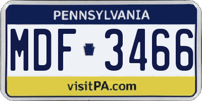 PA license plate MDF3466