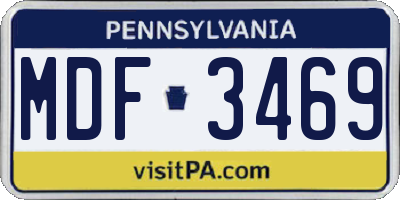PA license plate MDF3469