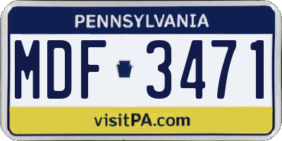 PA license plate MDF3471
