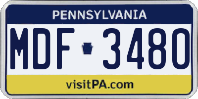 PA license plate MDF3480