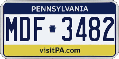 PA license plate MDF3482