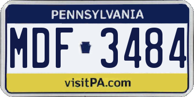 PA license plate MDF3484
