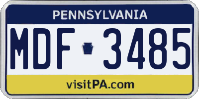 PA license plate MDF3485