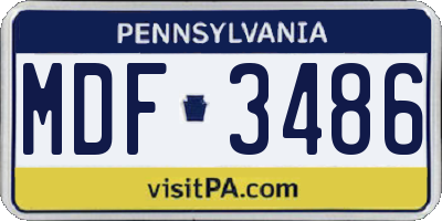 PA license plate MDF3486