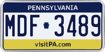 PA license plate MDF3489