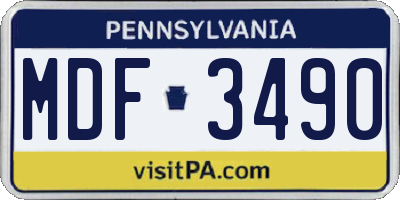 PA license plate MDF3490