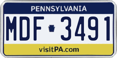 PA license plate MDF3491