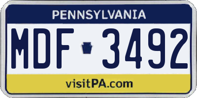 PA license plate MDF3492