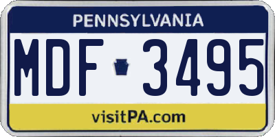 PA license plate MDF3495