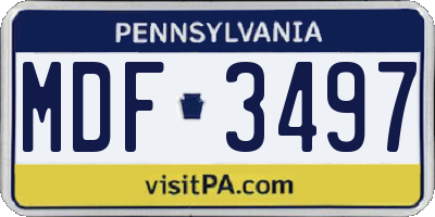 PA license plate MDF3497
