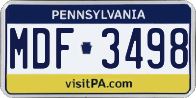 PA license plate MDF3498