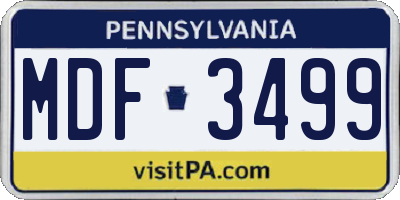 PA license plate MDF3499