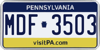 PA license plate MDF3503
