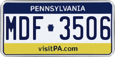 PA license plate MDF3506