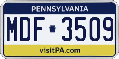 PA license plate MDF3509